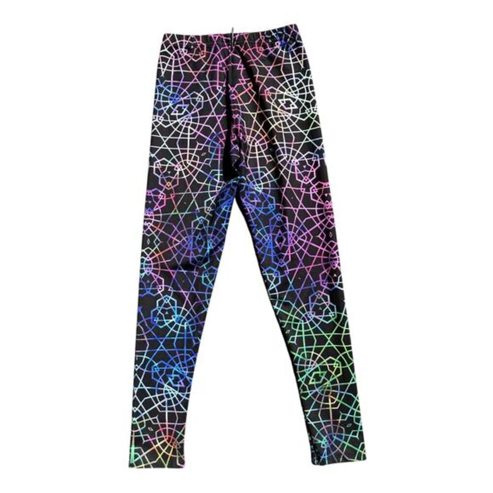 iEDM Pink and Green Graphic Pattern Leggings Size Medium‎